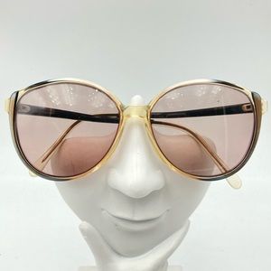Vintage Black Opaque Oval Cate Eye Sunglasses